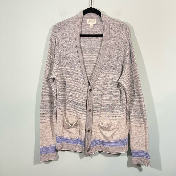 Lucky Brand Women's Space Knit Stripes Boho Button Up Cardigan Size XL - Picture 1 of 8
